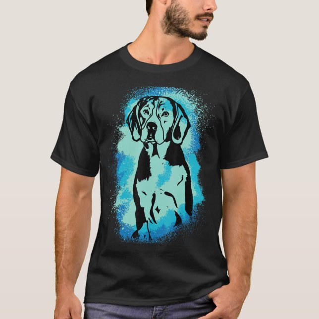 Camiseta Beagle Paint Blue Design Cachorro Mãe Pai_1 (Frente)