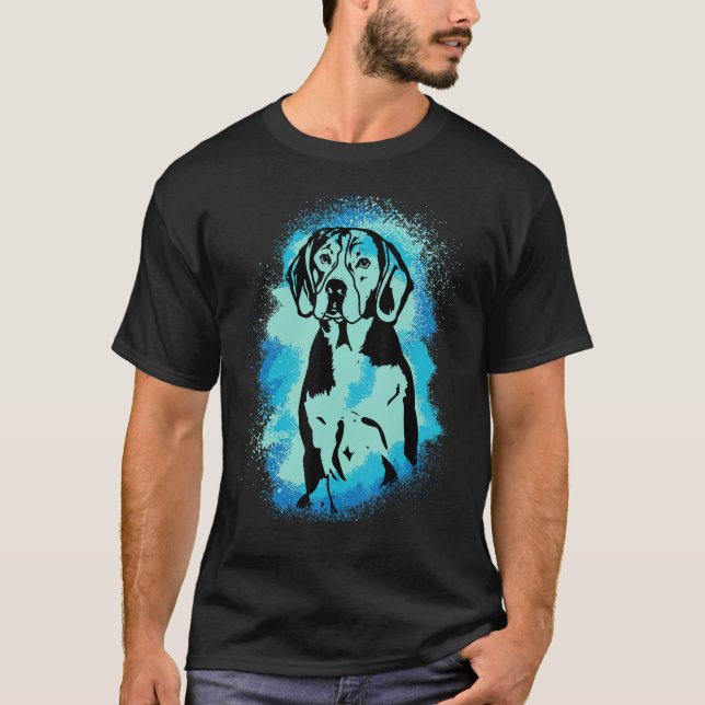 Camiseta Beagle Paint Blue Design Dog Mom Dad_1 (Frente)