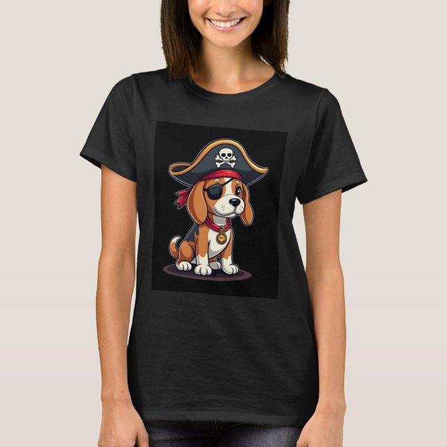 Camiseta Beagle Pirate Costume Jolly Roger Flag Skull Cross (Frente)