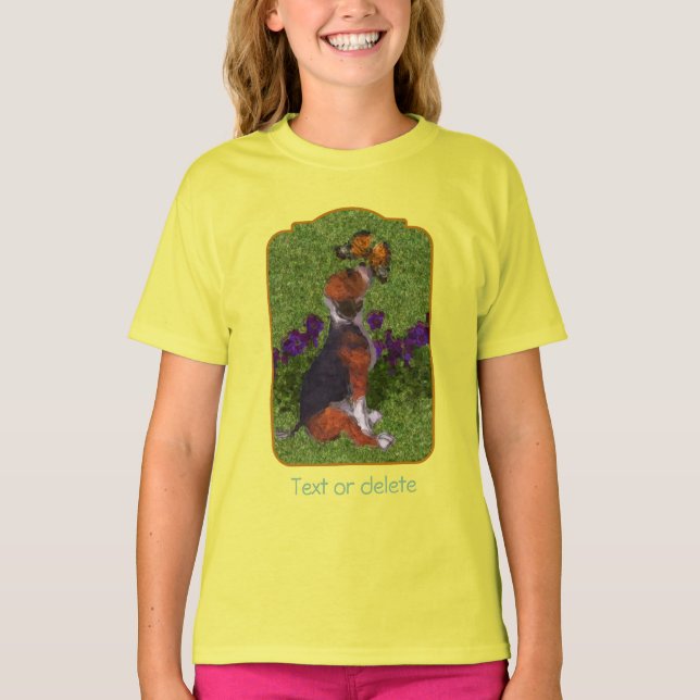 Camiseta Beagle Puppy Butterflies Dog Art Personalized (Frente)