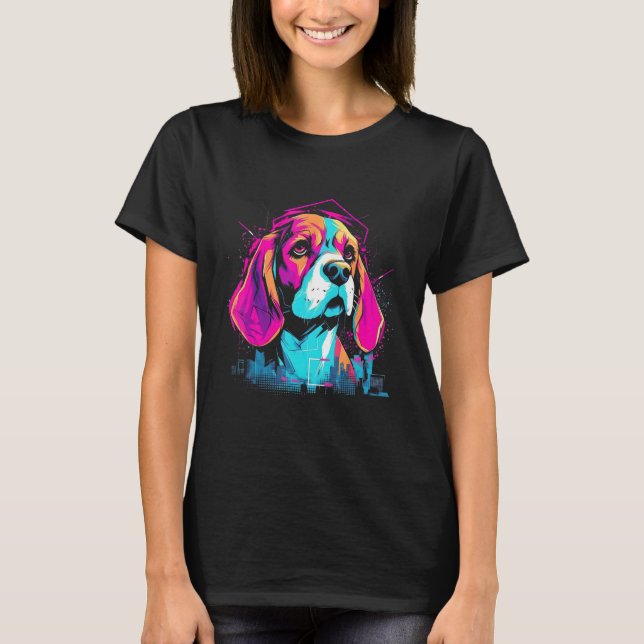 Camiseta Beagle Rainbow Retro Design (Frente)