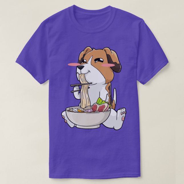 Camiseta Beagle Ramen Noodles Kawaii (Frente do Design)