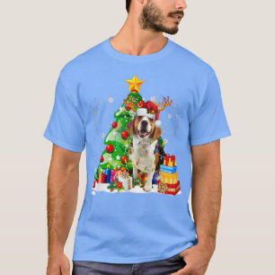 Camiseta Beagle Reindeer Christmas Lights Funny Dog Xmas
