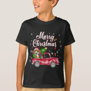 Camiseta Beagle Retriever Dirige Caminhão Vermelho Natal Pa