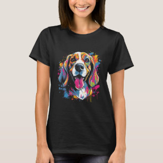 Camiseta Beagle Retro Rainbow Color Splashes Design