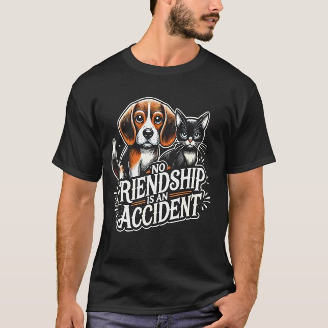 Camiseta Beagle sem amizade Acidente de gato (Frente)