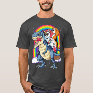Camiseta Beagle Unicorn Andando Dinossauro T rex Girls Bo