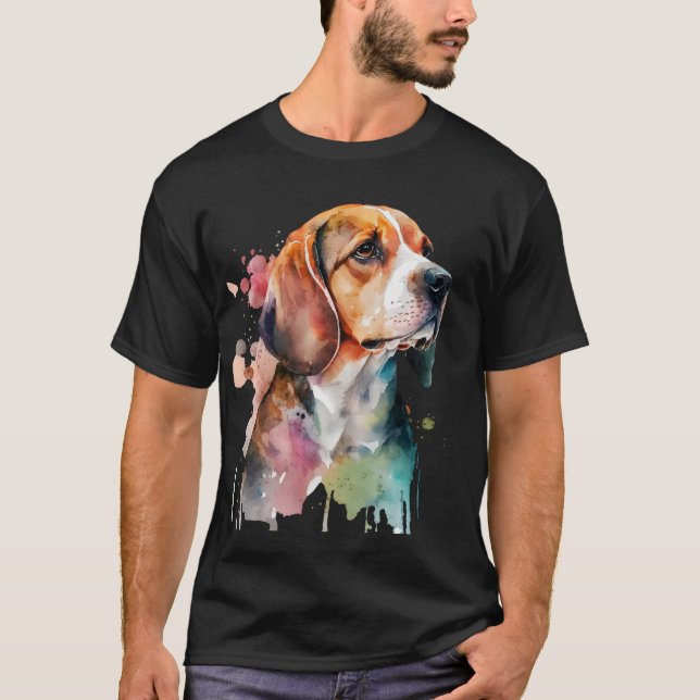 Camiseta Beagle Watercolor Tshirt Design (Frente)
