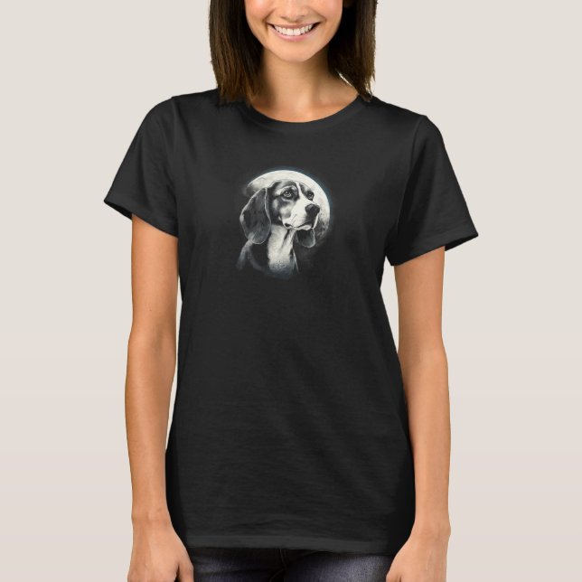 Camiseta Beagle With Full Moon in Background  Beagle Dog (Frente)