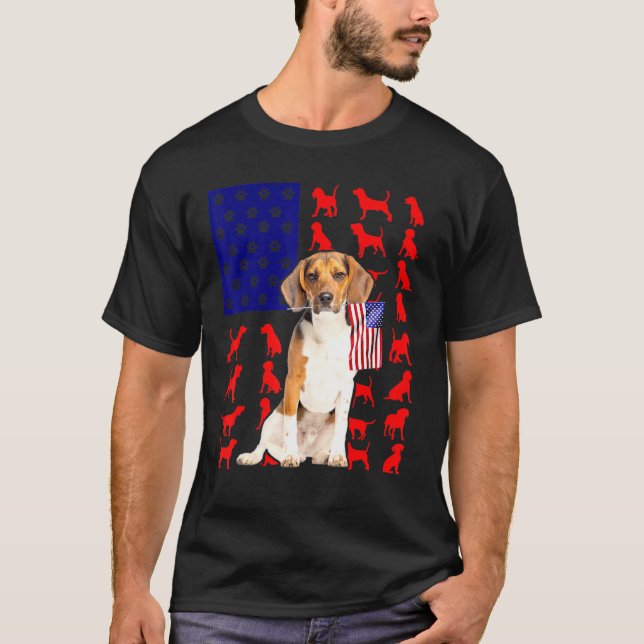 Camiseta Beagles American Flag 4 De Julho Dog Usa Patrioti (Frente)