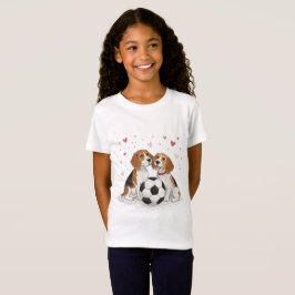 Camiseta Beagles with soccer ball for Valentine's Day