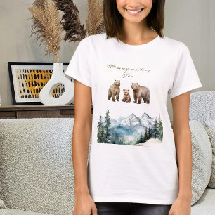 Camiseta Bear Adventure Montanhas Snowy Chá de fraldas de i