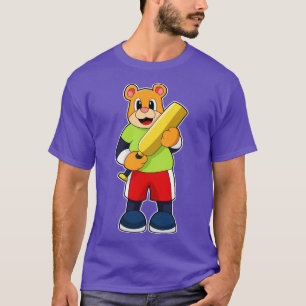 Camiseta Bear at Cricket with Cricket bat 