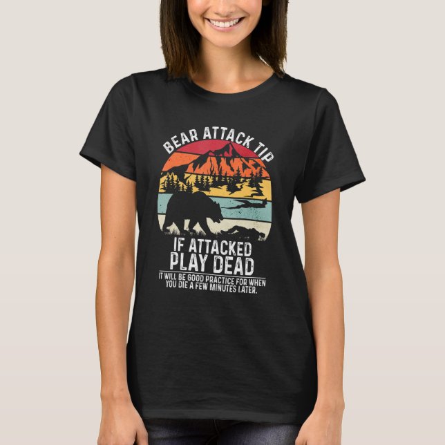 Camiseta Bear Attack Tip Camping Hiking Outdoor Travel  Vin (Frente)