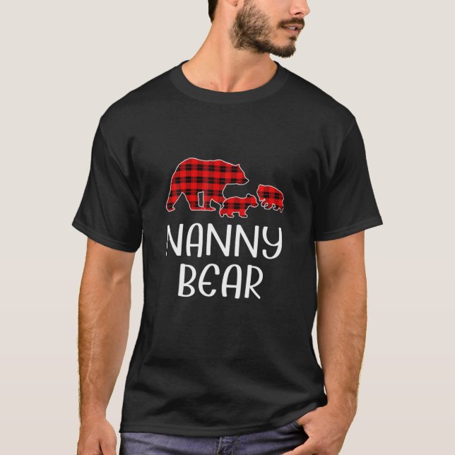 Camiseta Bear Babá Xadrez Vermelha da Família de Combinação (Frente)