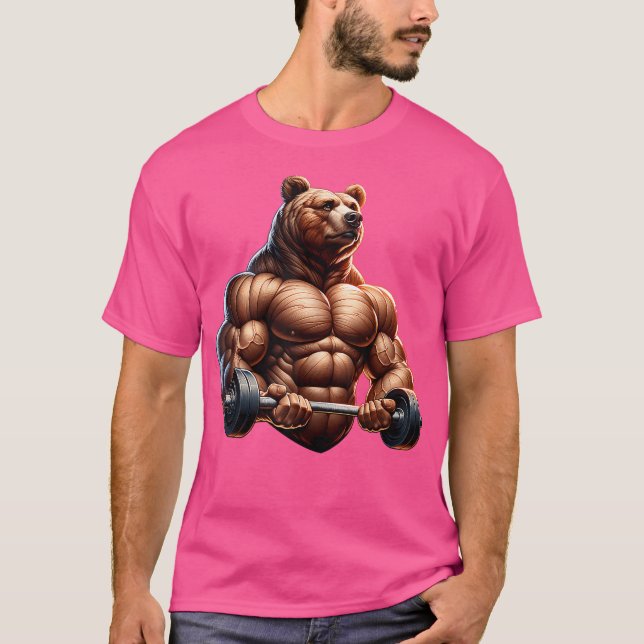 Camiseta Bear Barbell Design Para Criadores De Porte (Frente)