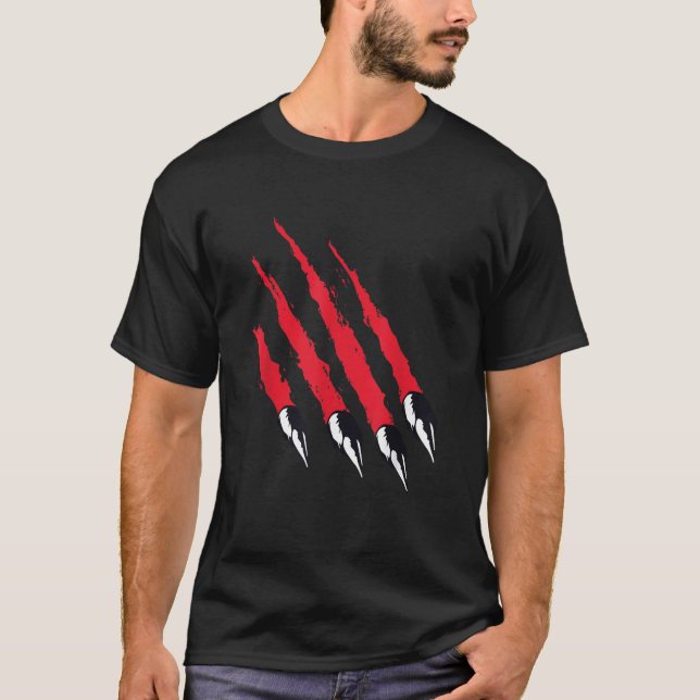Camiseta Bear Claw Monster Marks Halloween Ideume Gra (Frente)