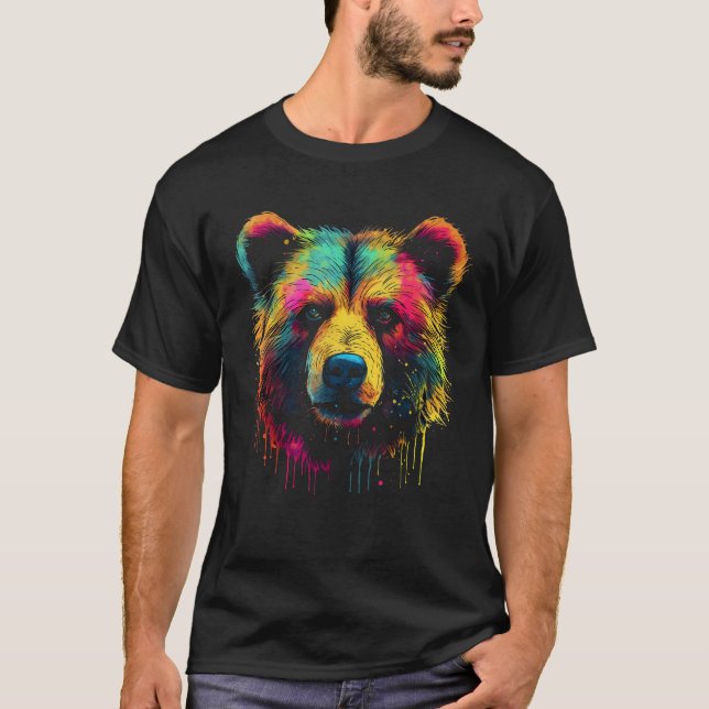 Camiseta Bear colourful forest artwork animal art bear (Frente)