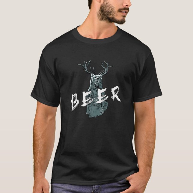 Camiseta Bear Deer Beer  Nature  Wordplay (Frente)