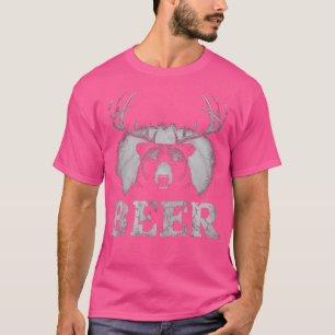 Camiseta Bear Deer Hunter Engraçado Beer Drinker E Caça