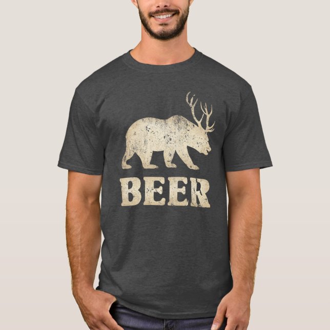 Camiseta Bear Deer Vintage Beer (Frente)