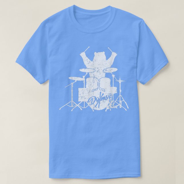 Camiseta Bear Drummer Drumstick Rock Banda (Frente do Design)