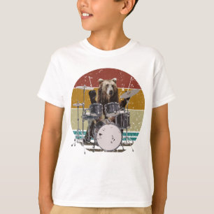 Camiseta Bear Drummer Tocando Drum T-Shirt
