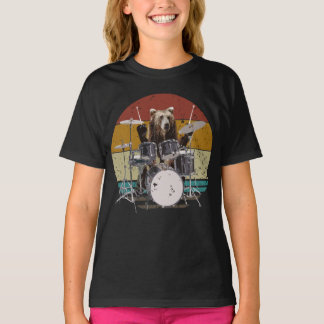Camiseta Bear Drummer Tocando Tambor Rapariga