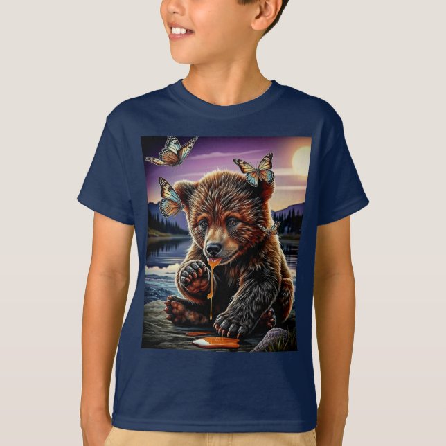 Camiseta Bear e borboletas de mel (Frente)
