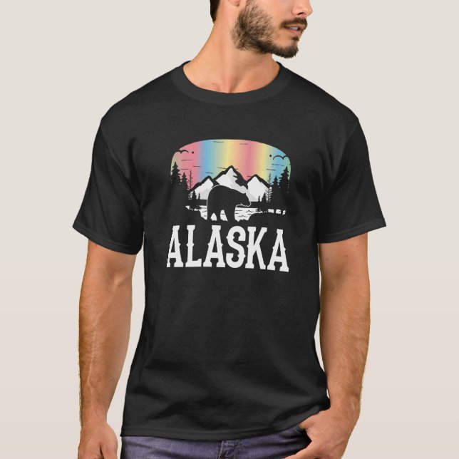 Camiseta Bear Forest Alaska Northern Lights Alaska (Frente)