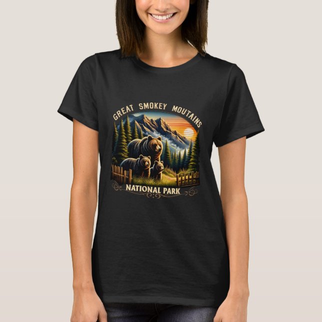 Camiseta Bear Great Smokey Mountains National Park Black Be (Frente)