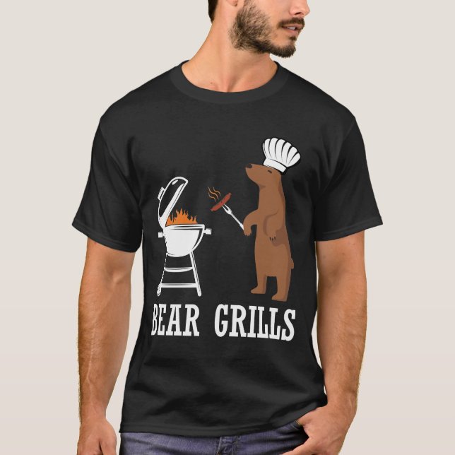Camiseta Bear Grills CHURRASCO Engraçado Presente (Frente)