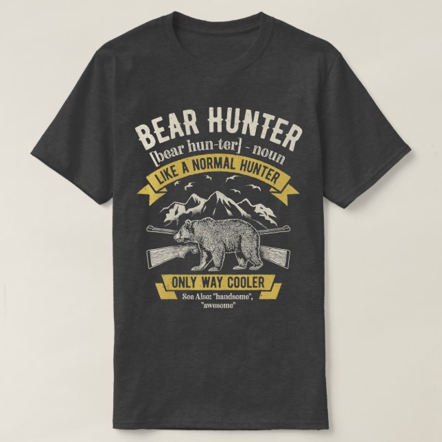 Camiseta Bear Hunter Vintage Caçadores Engraçados Define (Frente do Design)