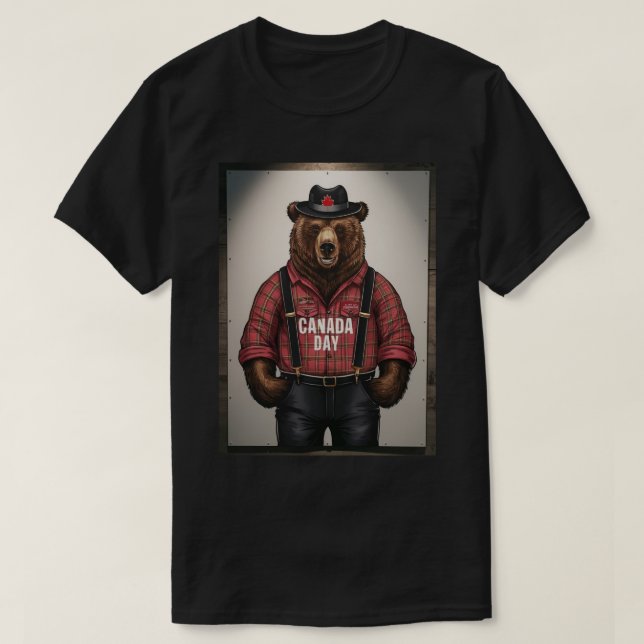 Camiseta Bear Lumberjack Dia do Canadá (Frente do Design)