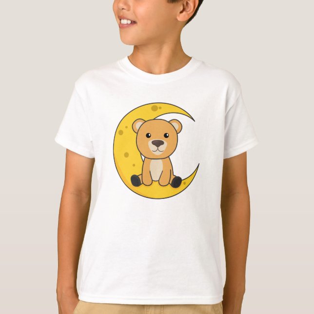 Camiseta Bear Moon Boa Noite, Lua Bear Bons Animais Bons (Frente)