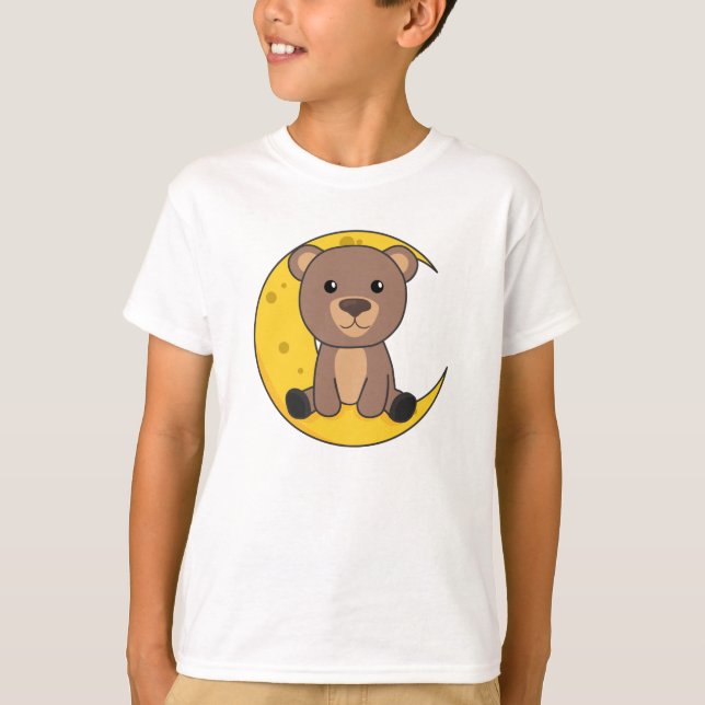 Camiseta Bear Moon Boa Noite, Lua Bear Bons Animais Bons (Frente)