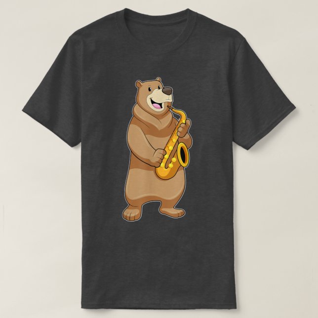 Camiseta Bear Musician Saxophone Music  (Frente do Design)
