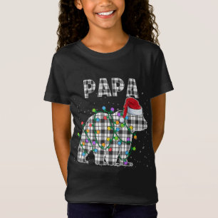 Camiseta Bear Natal Papá Xadrez Branca Negra Matchin Xmas