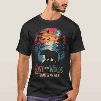 Camiseta Bear Nature Lost In Woods Found Soul Mountain Tree