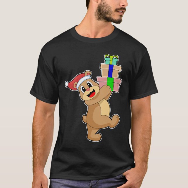Camiseta Bear o chapéu de Natal (Frente)