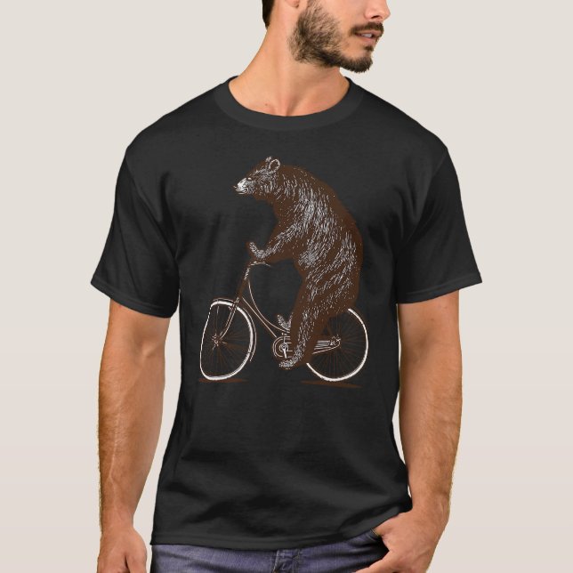 Camiseta Bear on Bike Cute Grizzly Bicycling (Frente)