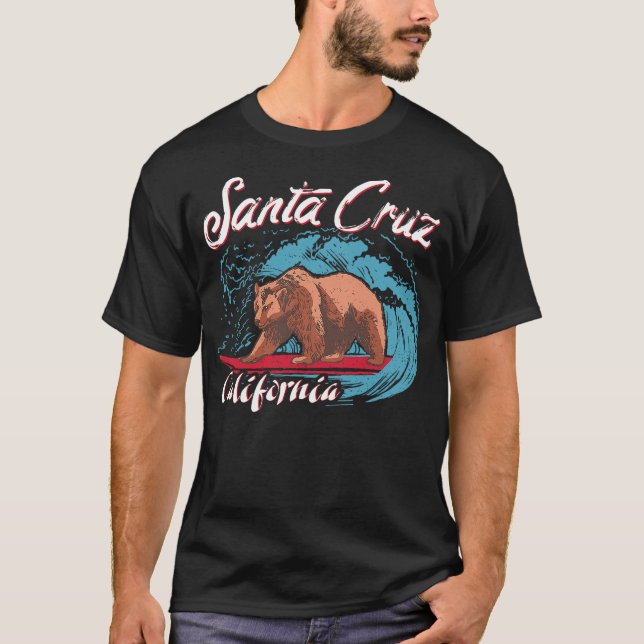Camiseta Bear on the surfboard California City Santa Cruz (Frente)