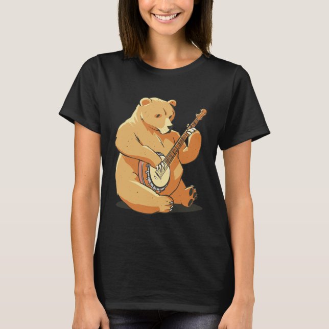 Camiseta Bear plays guitar with instrument for bear friends (Frente)
