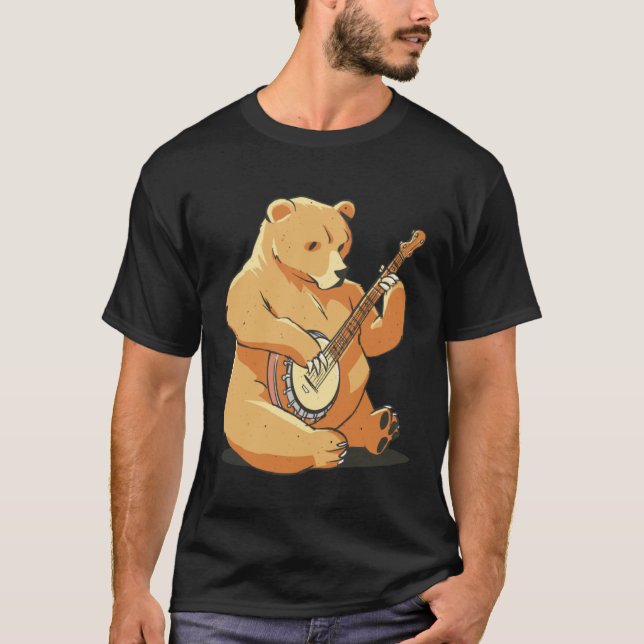 Camiseta Bear plays guitar with instrument for bear friends (Frente)