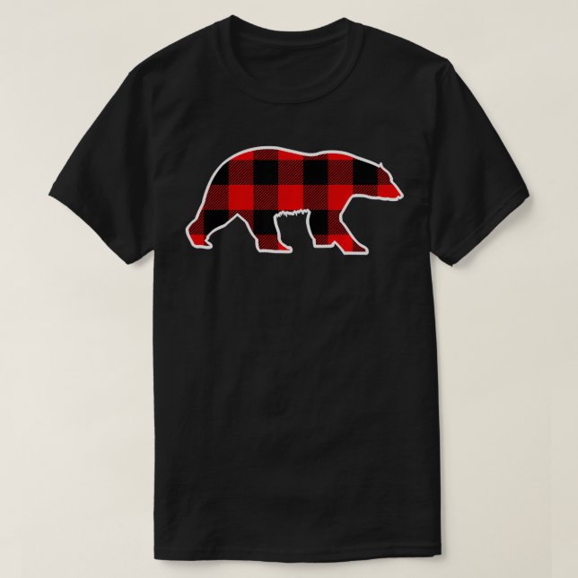 Camiseta Bear Red Buffalo Plaid Mammal Animal Matching PJ F (Frente do Design)