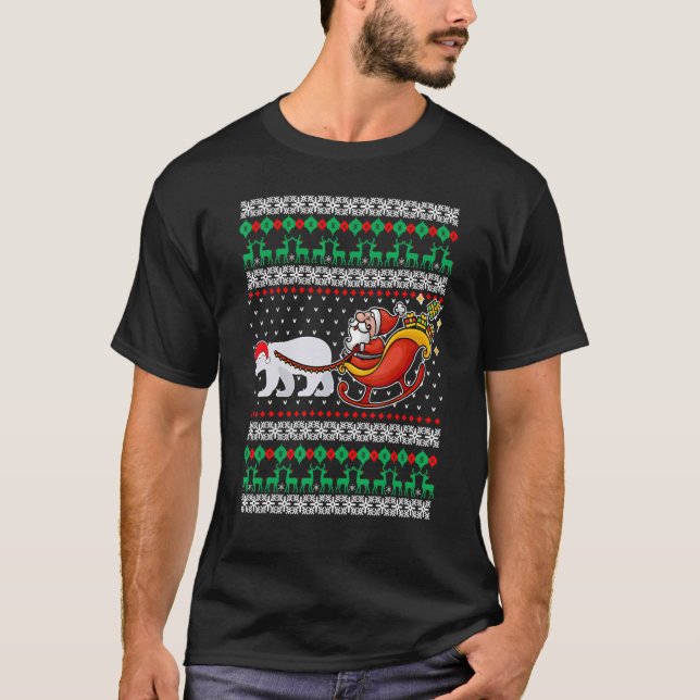 Camiseta Bear Reindeer Santa Claus UGLY Natal Pajama (Frente)