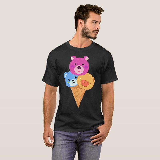 Camiseta Bear Scoop Ice Cream Cone (Frente Completa)