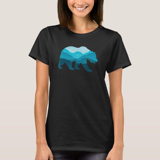 Camiseta Bear Silhouette Outdoor Landscape Wildlife Forest  (Frente)