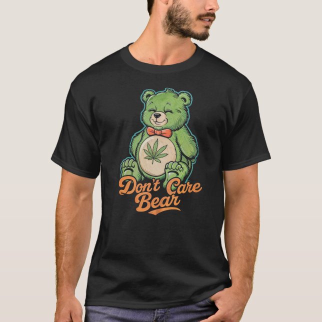 Camiseta Bear Smoking Weed Holding Bong Don't Care Bear Mar (Frente)