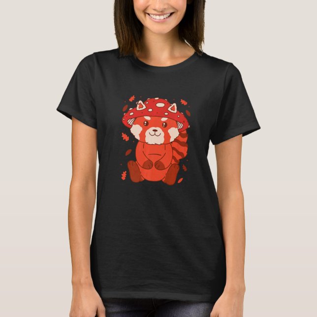 Camiseta Bear Toadstool Hat Autumn Cat Bear Red Panda   (Frente)